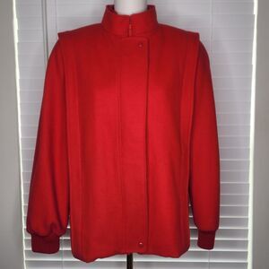 Vtg Retro 80s Michelle Stuart Buffalo Check Plaid Thriller Red Wool Blend Jacket